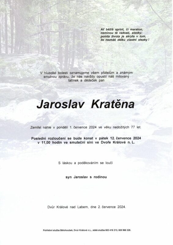 Náhled: Odešel Jarda Kratěna